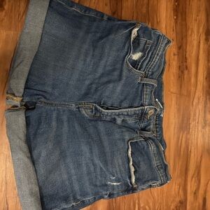 Old Navy Classic Blue Denim Shorts Button Fly High Waisted